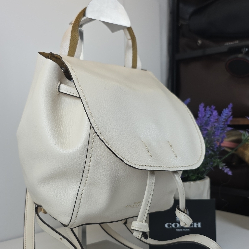 Coach Derby Ivory White‎ Leather Backpack Crossbody Shoulder Bag - Picture 5 of 16